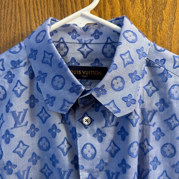 Louis Vuitton Blue Monogram Dress Shirt - Picture 2 of 9